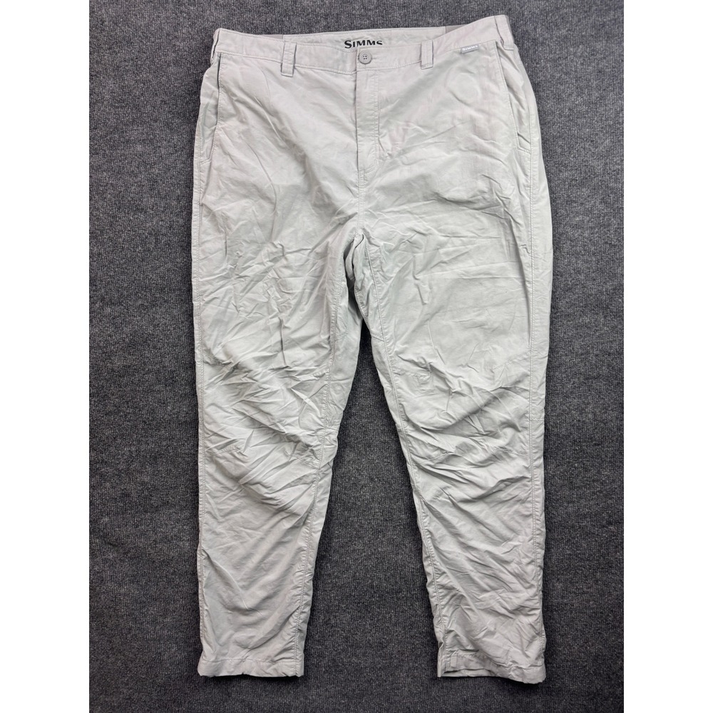 Simms Fishing Pants Mens 38R Gray Lightweight Outdoor Performance Hiking